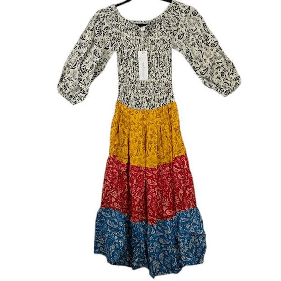 NEW! Cool Change Boho Jodi Dress Multicolor Meadow Floral Print Tiered Size XS - Picture 2 of 9